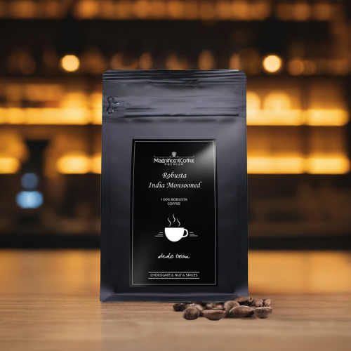 Kawa ziarnista ROBUSTA INDIA MONSOONED 100% Robusta z tłem