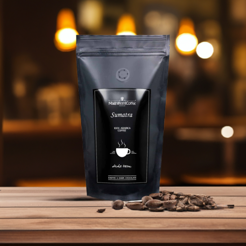 Kawa ziarnista SUMATRA 100% Arabica z tłem