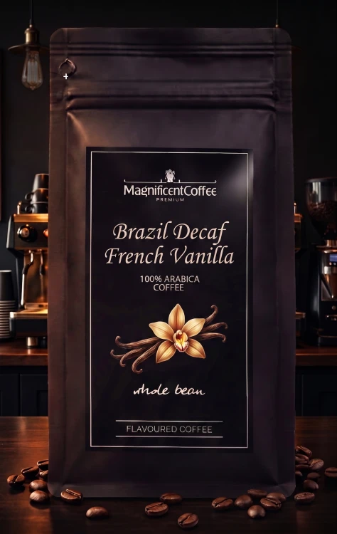 Brazil Decaf French Vanilla – kawa smakowa ziarnista bezkofeinowa 100% Arabica