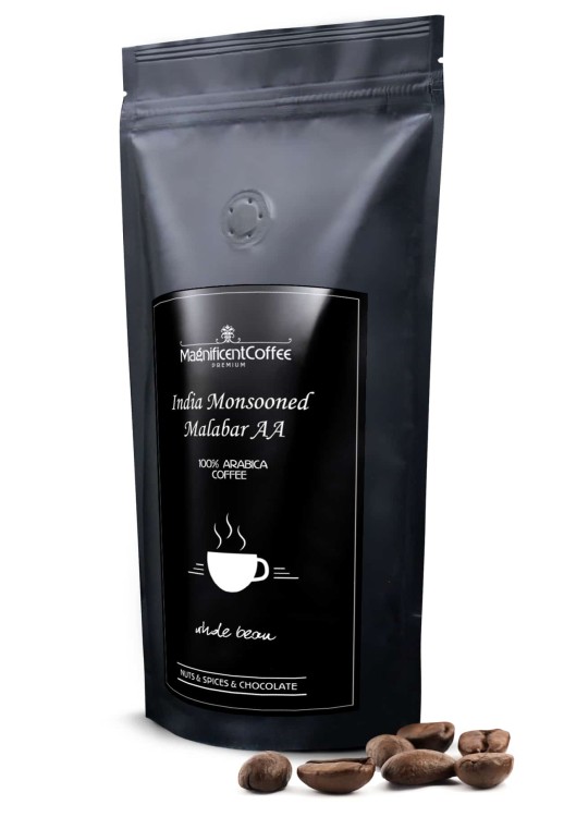 Kawa ziarnista INDIA MONSOONED MALABAR AA 100% Arabica  zdjęcie z boku